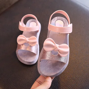 Детски сандали момичета Принцеса обувки новата мода папийонка дишащ външен чорап начално училище сандали плаж нескользящие за деца Обувки