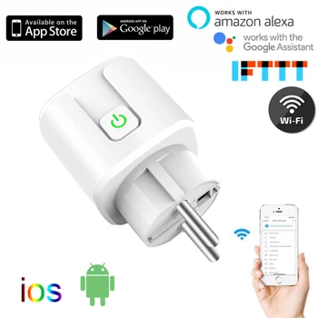 WiFi Smart Wireless Plug EU Adaptor дистанционно гласов контрол Power Energy Monitor Outlet Таймер Socket за Алекса Google Home