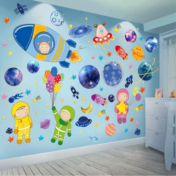 Космоса на планетата стенни стикери САМ ракети астронавтите стенни стикери за детски стаи Детска Спалня, Детска стая, декорация на дома