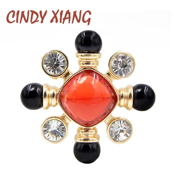 Синди Xiang смола топчета червен и черен цвят кръст брошка на жени от бароковия Стил бижута на реколта модни аксесоари, сватбени брошки