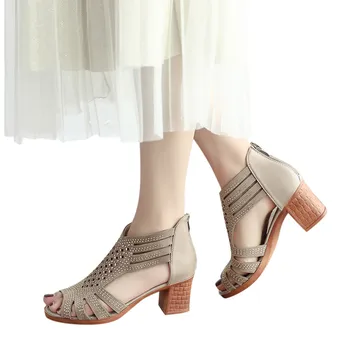 NKUSKAD сандали пролет лято дами дамски Клин сандали мода рибено устата кухи циганин обувки Дамски обувки на платформа черен 10.DEC.1