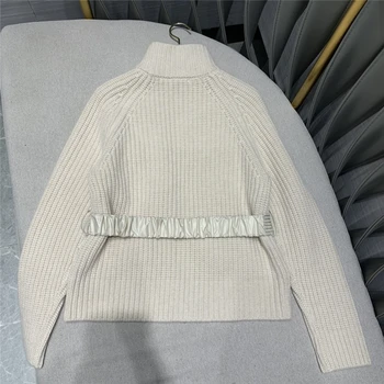 Високо качество дамски модни жилетка пуловер, стоящ яка с 90% лек топъл бял гъши пух високо качество на кашмир sweaters