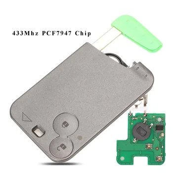 Jingyuqin 10шт 2 бутона Смарт карта на 433Mhz ключ PCF7947 ID46 транспондер чип за Renault Laguna, Espace Remote Car Key Control