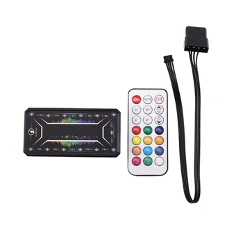 Компютър PC Case Fan Control Board RGB Фен Remote Control Switch Цветове Control Panel може да се добави 10 RGB фенове(1 контролер)
