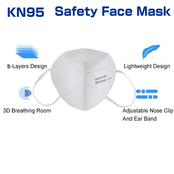 100шт FFP2 KN95 маска за лице, маска за лице 95% ФПЧ2.5 FFP2 CE 5 слоя филтър дышащее здравето на еднократна маска за устата Mascarillas