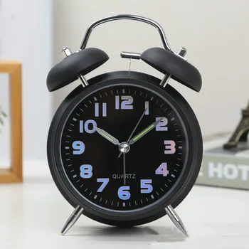 4-инчов метален alarm clock реколта светещи Настолни часовници Начало нощно шкафче тъпо механизъм Хронометър студент сутрин изгрява часовници