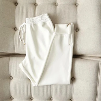 Изсъхнали 2020 зимни блузи жени Англия моден стил За-образно деколте причинно бял цвят на твърди прости свободни hoody блузи, пуловери