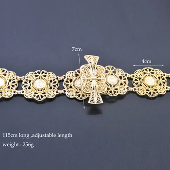 Разкошен златен цветен дизайн жените рокля верига колан френска монета на кралската сватба бижута колани за жени