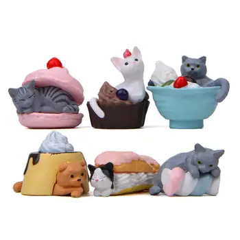 6 бр./много е сладък Zakka Гастроном десерт котка фигура храна на животни Cat играчки колекция модел PVC занаят украшение