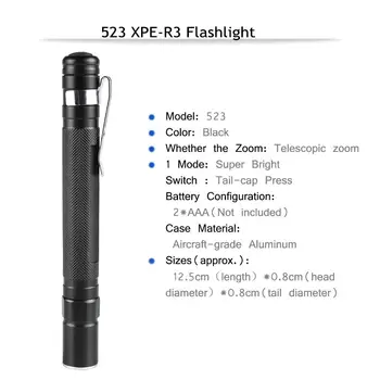 LED 5000 лумена 2xAAA Stylus Slim Light Pen малък джоб фенерче Фенерчето здрав фенерче къмпинг осветление