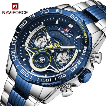 NAVIFORCE мъжки часовник луксозни военни кварцов механизъм аналогов цифров водоустойчив мъжки часовник Relogio Masculino от неръждаема стомана