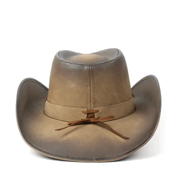 кожена мъжка Западна ковбойская шапка на господин папа ковбойское сомбреро Hombre Caps размер 58-59 см