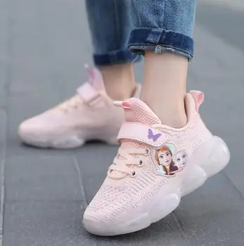 Disney Детски обувки за момичета замразени Елза Детски обувки марка хладен лесен маратонки малки момичета, маратонки и Ежедневни обувки