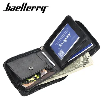 Baellerry случайни мъжки кратък портфейл Европа многофункционален на притежателя на картата светкавица напречното сечение на монета малка чантата си, британската младеж мека
