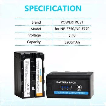 NP-F750 5200 mah NP-F770 акумулаторна батерия с led индикатор за Sony NP-F730 NP-F760 NP-F770 NP-F960 NP-F970 батерия и CCD-TRV215
