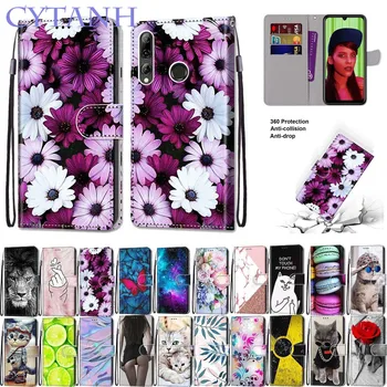 Телефон калъф Huawei P10 P20 P30 P40 P8 P9 Lite 2017 Нова 7i цвете боядисани кожен флип портфейла карти на притежателя на щанда на Корицата на книгата