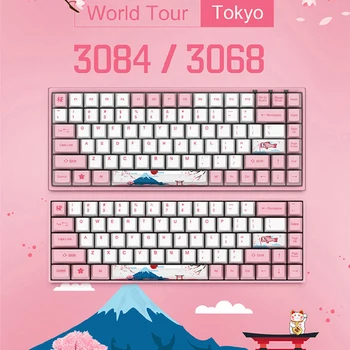 Оригиналната ръчна детска клавиатура AKKO 3068/3084 Tokyo Sakura Mechanical Gaming Keyboard 68/84 Keys PBT Computer Gamer Type-C Pink Blue Orange Switch