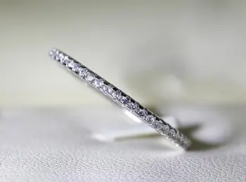 Нови дамски модни бижута сребро 925 проба пълен 5A CZ цирконий Бяла парти сладки момичета годежен пръстен, Пръстен за подарък любовник