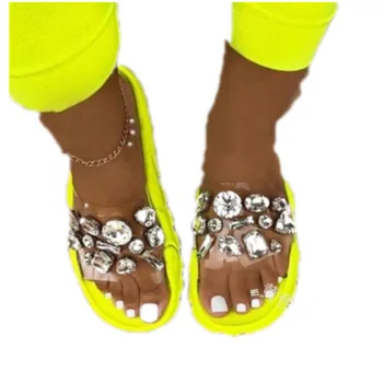 Пролет/лято жени 2020 дебела подметка планински кристал прозрачни чехли голям размер Диамант мода уеб Звезда нескользящие плажни сандали