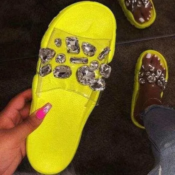Пролет/лято жени 2020 дебела подметка планински кристал прозрачни чехли голям размер Диамант мода уеб Звезда нескользящие плажни сандали