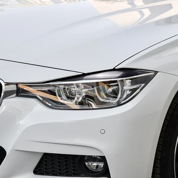 2 елемента стайлинг автомобили истински въглеродни влакна фарове веждите, клепачите за BMW 3-series F30 F31 F32 F33 F35 тампон стикер 2013-2018