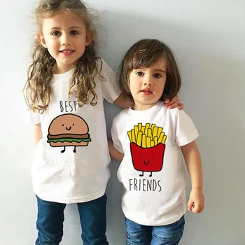 2019 мода, най-добрият приятел на децата, момчета и момичета печат с къс ръкав готина тениска риза върховете на забавен детски тениска ежедневни риза върховете