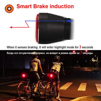 NEWBOLER Q5 Smart Bicycle Спирачен задна светлина Автоочувствительный светлина водоустойчив led Колоездене задна светлина Акумулаторна пътен мотор задна светлина