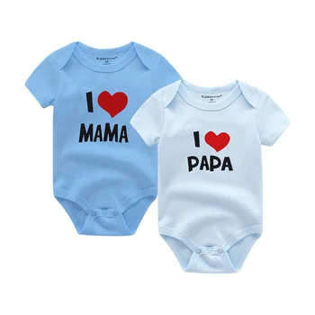 2020 Аз обичам баща на майка на момиче облекло за новородени бебета 0-24 м памук унисекс боди с къс ръкав за момче облекло печат Roupas де bebe