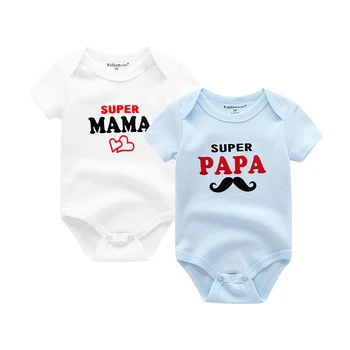 2020 Аз обичам баща на майка на момиче облекло за новородени бебета 0-24 м памук унисекс боди с къс ръкав за момче облекло печат Roupas де bebe
