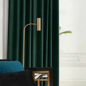 Скандинавските кадифени завеси тъмно зелени кадифени пердета за спалня Blaclout завеси обикновена пердета за спалня и всекидневна
