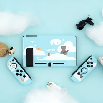 Geekshare Nintendo Switch Мъглявина Cat Cartoon Сладко Clouds Фея League TPU Soft Back Cover Girp Shell за Nintendo Switch