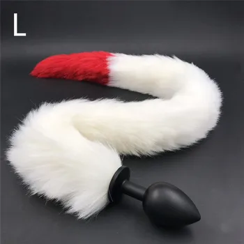 Анални топчета S/M/L дълъг изкуствен опашката на животното fetish анален накрайник опашката секси опашка метален анален накрайник за възрастни секс играчки за жени, мъже H8-5-143D