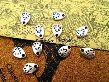 250pcs-- Recycle Charms, Antique silver tone 2 Sided Circulation Loop Charms окачване 10x7mm