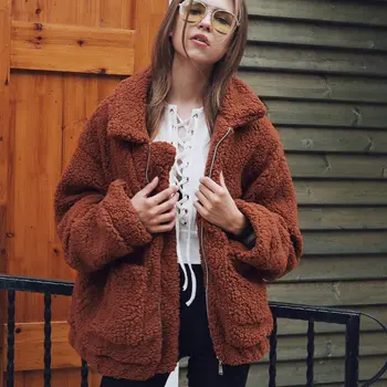 Дамско яке 2021 есен зима яке мода дамско палто нови цип пуловери отличителни свободни кожени якета Дамски връхни дрехи Дамско палто