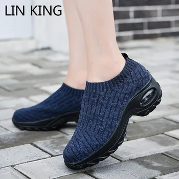 LIN Big KING Size Fashion Woman Ежедневни обувки дишащи обувки Slip On мокасини удобни дамски спортни маратонки за ходене обувки