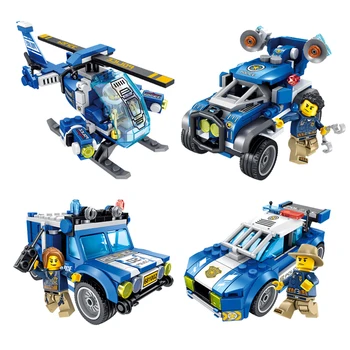 4 в 1 617 бр. деформация играчка от серията автомобили е съвместим с градската полиция и кола на децата деформация на робот играчка САМ характер тухла