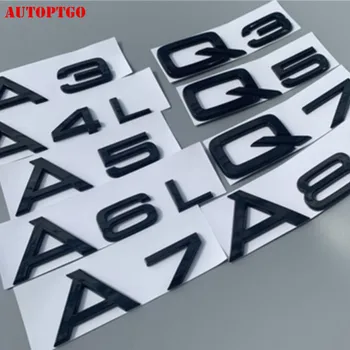 Черен автомобил заден багажник писмо A1 A3 A4 A5 A6 A7 A8 Q3 Q2 Q5 Q7 емблемата на иконата за логото на стикер за Audi A Q & GT TT