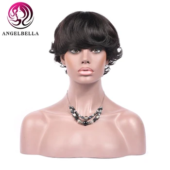 Angelbella Бразилски Перуки Реми Wigs, Hair 130 Density For Summer Носете Къси Перуки, Изработени От Човешка Коса Директни Перуки От Естествена Коса За Черни Жени