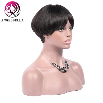 Angelbella Бразилски Перуки Реми Wigs, Hair 130 Density For Summer Носете Къси Перуки, Изработени От Човешка Коса Директни Перуки От Естествена Коса За Черни Жени