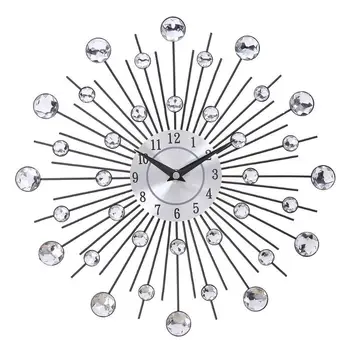 33 cm стар метал Crystal стенни часовници луксозен Диамант 3d голям, модерен дизайн стенни часовници възел домашен интериор