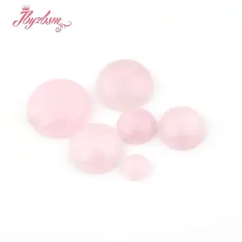 Розов кварц топчета монета кабошон кабошон Flatback купола на необработен естествен камък за DIY жена с висулка, обеци, пръстени, бижута производство 5 бр.
