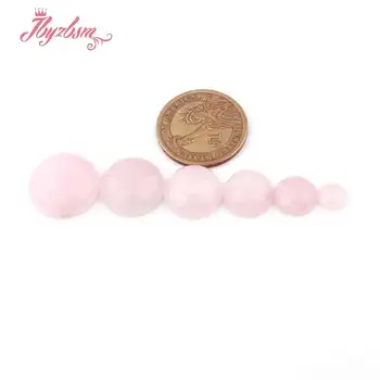 Розов кварц топчета монета кабошон кабошон Flatback купола на необработен естествен камък за DIY жена с висулка, обеци, пръстени, бижута производство 5 бр.