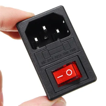 1Pcs Mini 250V 10A AC 3 In 1 Fuse Power Supply Socket Connector Rocker Switch Nylon Material Shell for 3D Printer Аксесоар