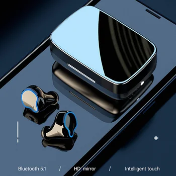 SACEC PSENS TWS Sport Bluetooth 5.1 безжични огледално слушалки, зарядно устройство водоустойчив 9D HD стерео сензорно управление слушалки