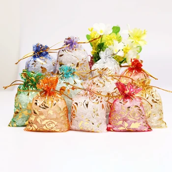50шт нов 4 Размер тюл органза чанта бонбони чанти бижута чанта Сватба парти полза подарък чанта сватбена украса Mariage