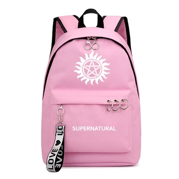 Supernatural Bagpack чанта Dos Femme Черно Розово раници мода училищни чанти за момичета Mochila пътуване раница Раница