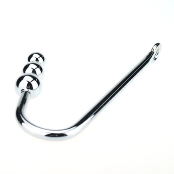 Секси Роб Cosplay Game Stainless Steel Анален Hook with Ball Hole Metal Anal Plug Анален Sex Toys for Adult Game Butt Beards