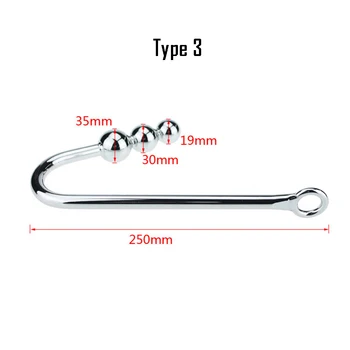 Секси Роб Cosplay Game Stainless Steel Анален Hook with Ball Hole Metal Anal Plug Анален Sex Toys for Adult Game Butt Beards