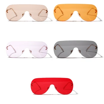 Kachawoo Мода Червен Слънчеви Очила Жените One Pieces Обектив Метал Извънгабаритни Без Рамки Слънчеви Очила Мъжки Коледен Подарък Ветрозащитный