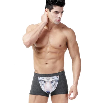 4XL-големият размер мъжки Underwear хладен гащи Вълк печат модални U калъф Underware мъжки боксерки гащи са удобни боксови шорти